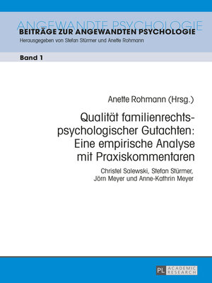 cover image of Qualität familienrechtspsychologischer Gutachten